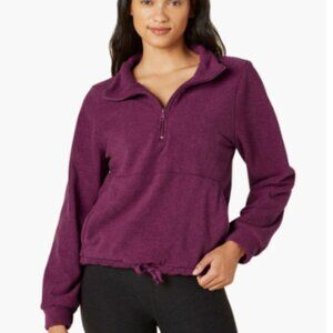 Beyond Yoga New Terrain Pullover - Quarter Zip - Heathered Dark Beet / S